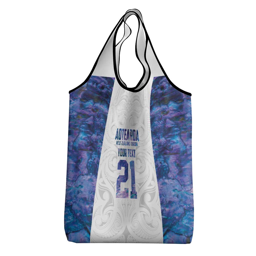 Custom New Zealand Aotearoa Grocery Bag Purple Maori Paua Shell Indigenous - Polynesian Pride