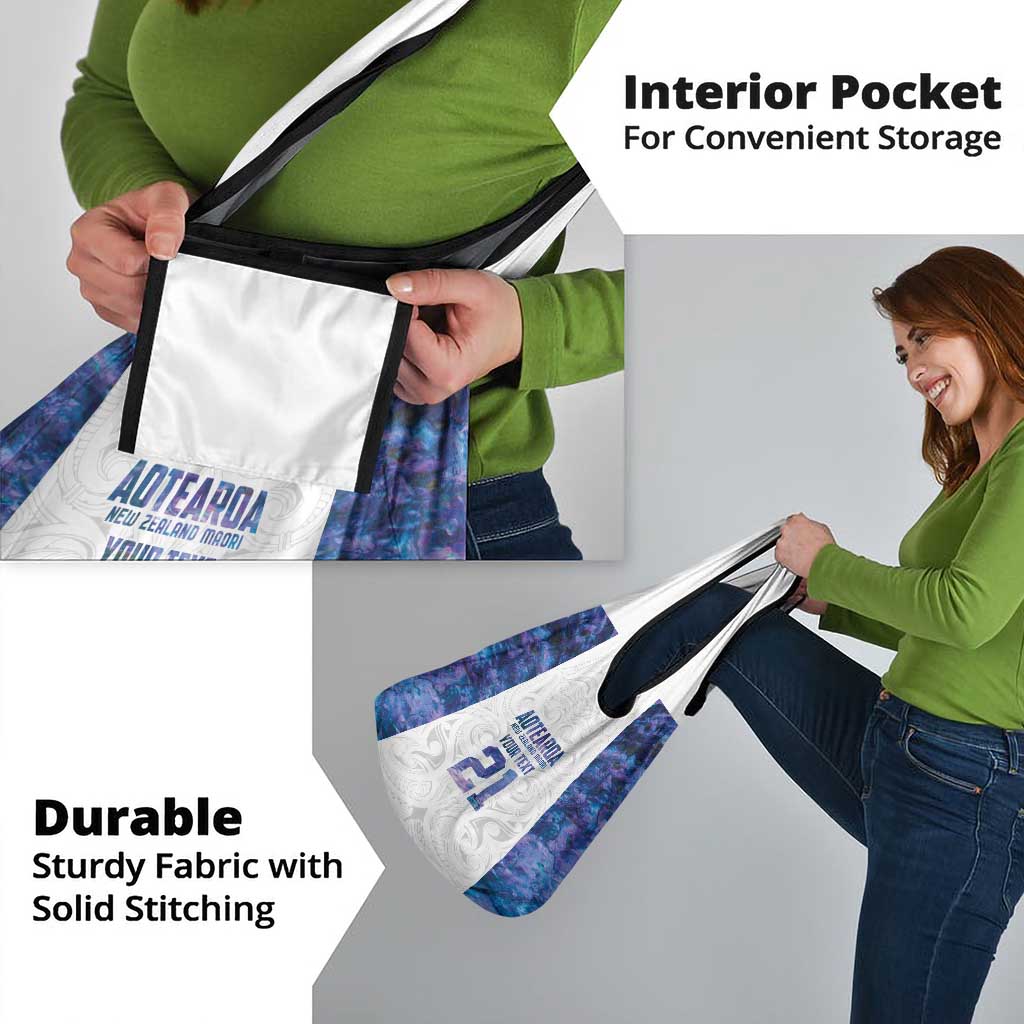 Custom New Zealand Aotearoa Grocery Bag Purple Maori Paua Shell Indigenous - Polynesian Pride