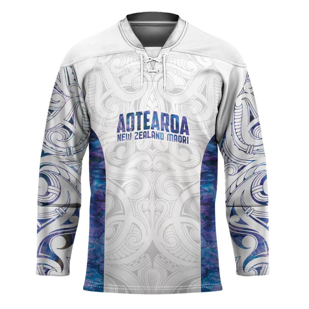 Custom New Zealand Aotearoa Hockey Jersey Purple Maori Paua Shell Indigenous - Polynesian Pride