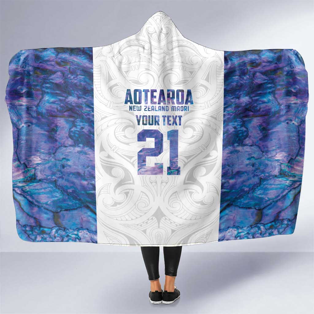 Custom New Zealand Aotearoa Hooded Blanket Purple Maori Paua Shell Indigenous - Polynesian Pride