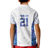 Custom New Zealand Aotearoa Kid Polo Shirt Purple Maori Paua Shell Indigenous - Polynesian Pride