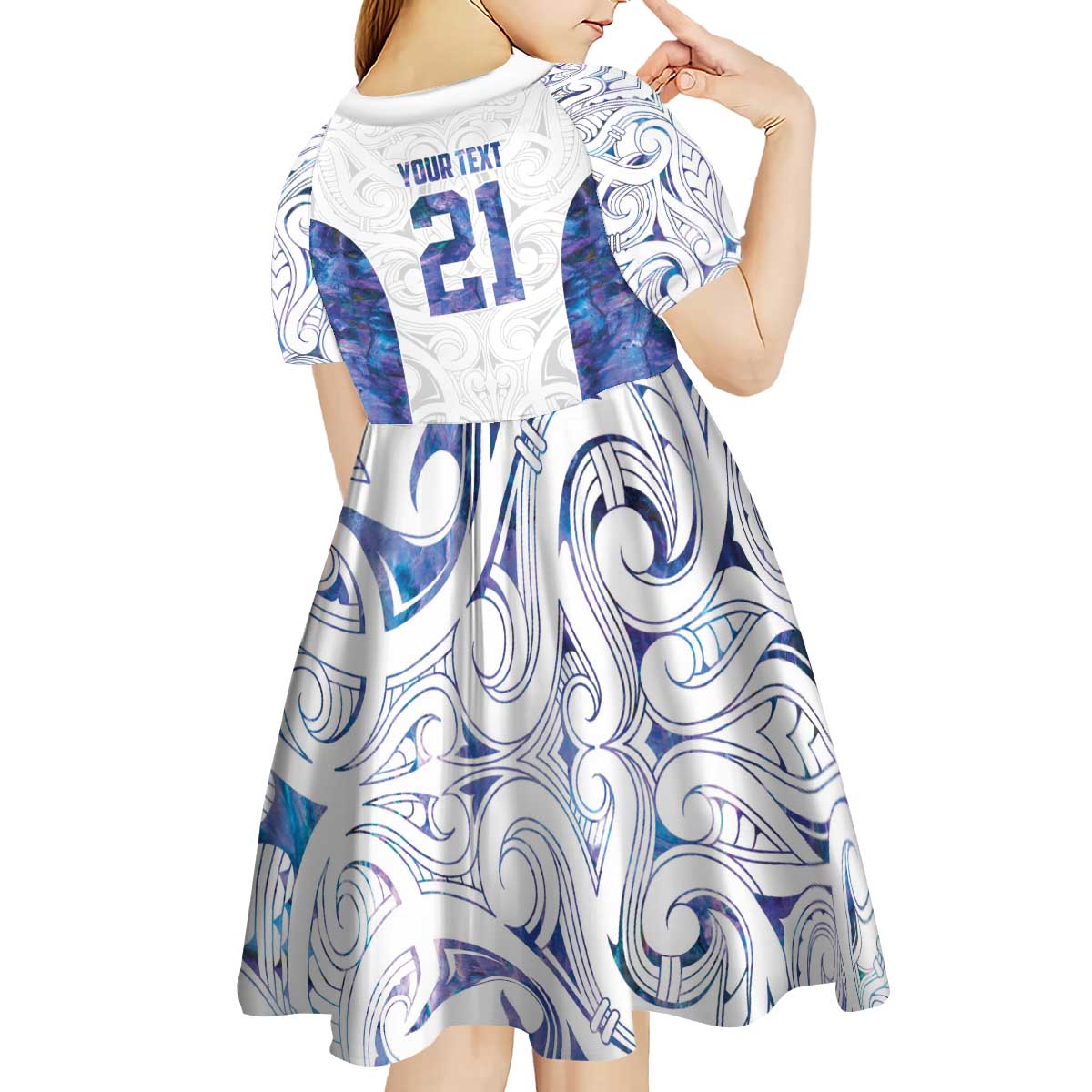 Custom New Zealand Aotearoa Kid Short Sleeve Dress Purple Maori Paua Shell Indigenous - Polynesian Pride