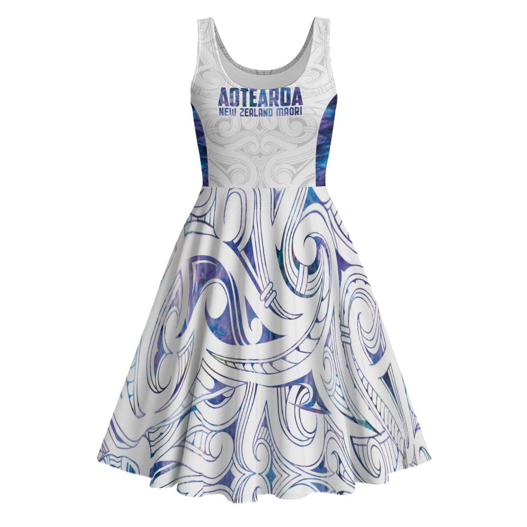 Custom New Zealand Aotearoa Midi Dress Purple Maori Paua Shell Indigenous - Polynesian Pride