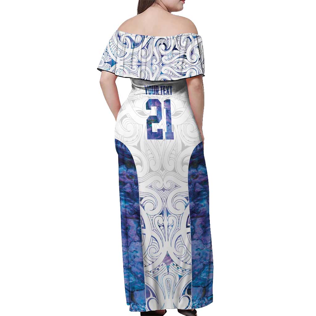 Custom New Zealand Aotearoa Off Shoulder Maxi Dress Purple Maori Paua Shell Indigenous LT9 - Polynesian Pride