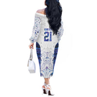 Custom New Zealand Aotearoa Off The Shoulder Long Sleeve Dress Purple Maori Paua Shell Indigenous - Polynesian Pride