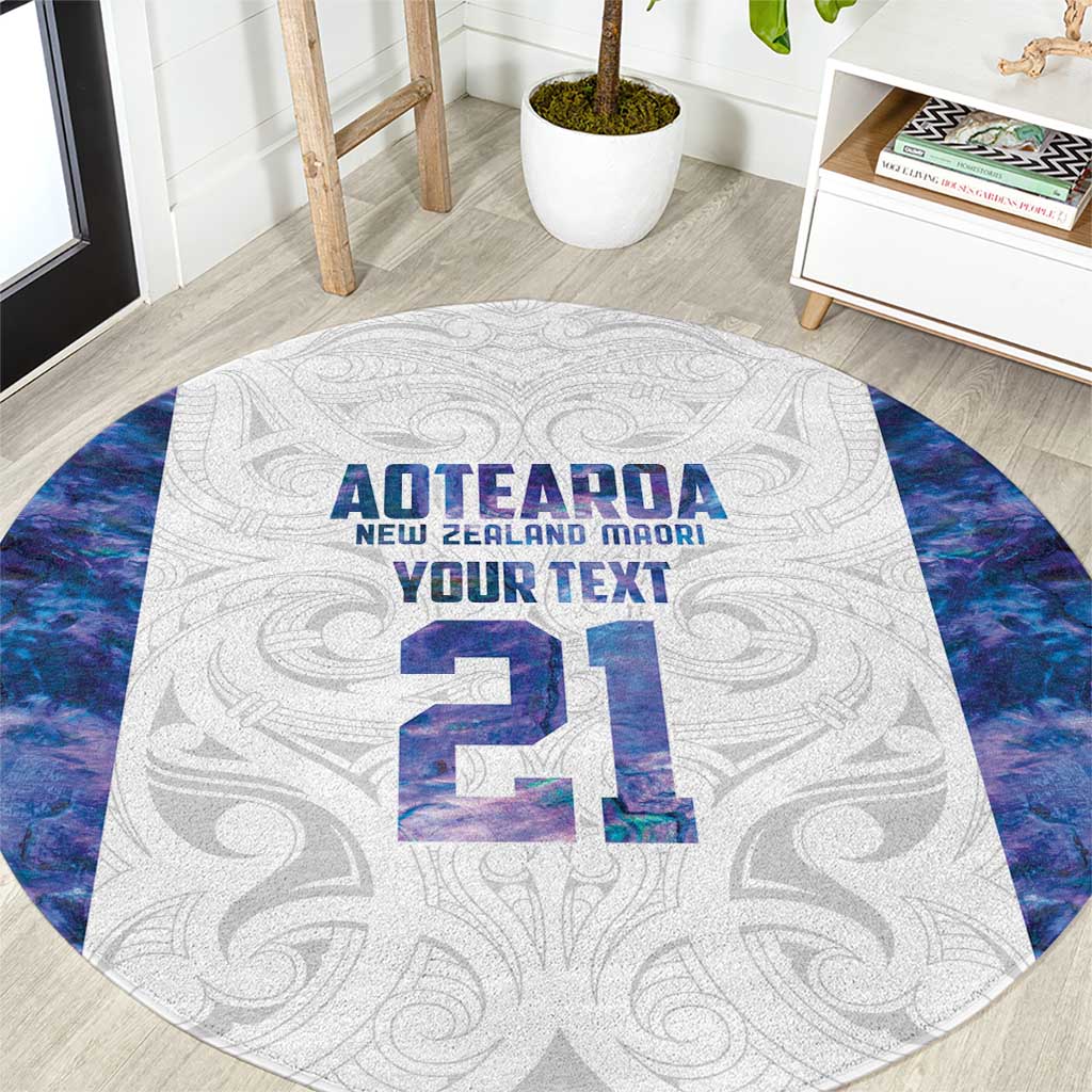 Custom New Zealand Aotearoa Round Carpet Purple Maori Paua Shell Indigenous LT9 Purple - Polynesian Pride
