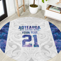 Custom New Zealand Aotearoa Round Carpet Purple Maori Paua Shell Indigenous LT9 Purple - Polynesian Pride