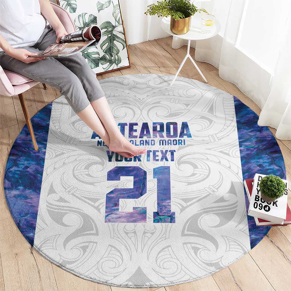 Custom New Zealand Aotearoa Round Carpet Purple Maori Paua Shell Indigenous LT9 - Polynesian Pride
