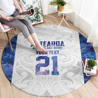Custom New Zealand Aotearoa Round Carpet Purple Maori Paua Shell Indigenous LT9 - Polynesian Pride
