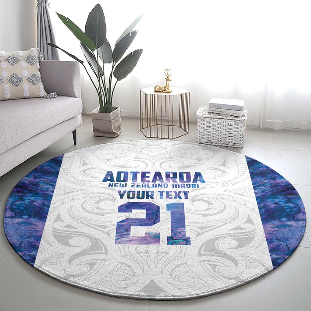 Custom New Zealand Aotearoa Round Carpet Purple Maori Paua Shell Indigenous LT9 - Polynesian Pride