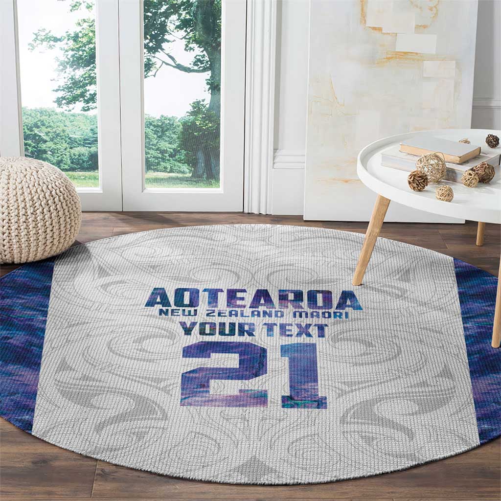 Custom New Zealand Aotearoa Round Carpet Purple Maori Paua Shell Indigenous LT9 - Polynesian Pride