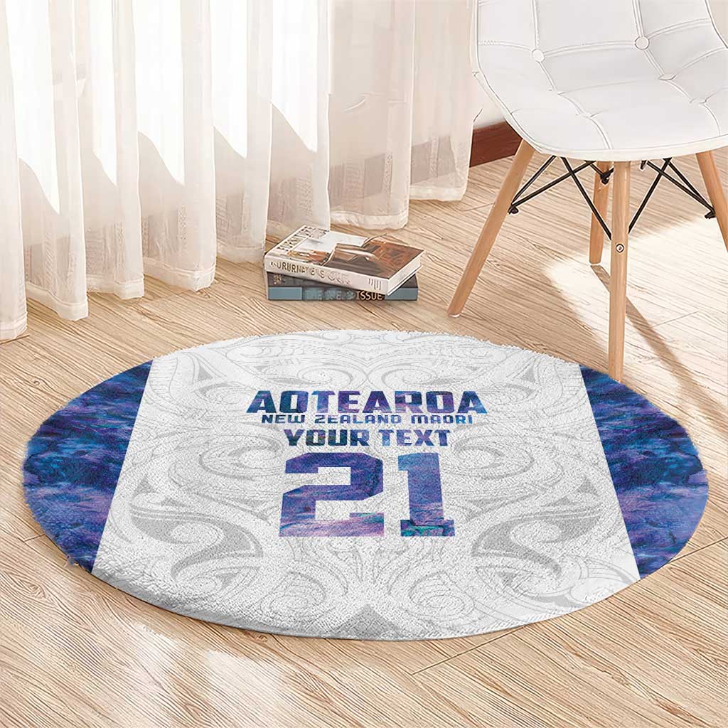 Custom New Zealand Aotearoa Round Carpet Purple Maori Paua Shell Indigenous LT9 - Polynesian Pride