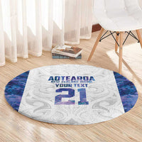 Custom New Zealand Aotearoa Round Carpet Purple Maori Paua Shell Indigenous LT9 - Polynesian Pride