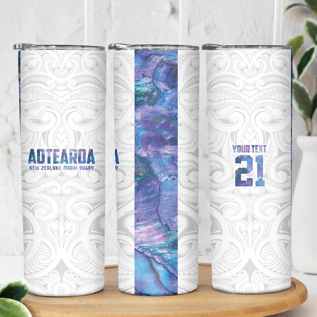 Custom New Zealand Aotearoa Skinny Tumbler Purple Maori Paua Shell Indigenous - Polynesian Pride