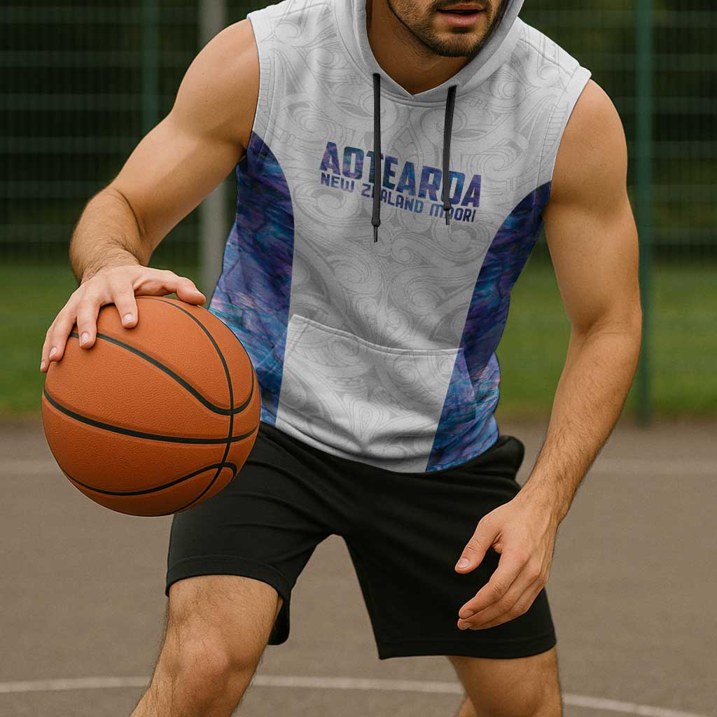 Custom New Zealand Aotearoa Sleeveless Hoodie Purple Maori Paua Shell Indigenous LT9 - Polynesian Pride