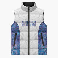 Custom New Zealand Aotearoa Sleeveless Puffer Jacket Purple Maori Paua Shell Indigenous LT9 Unisex Purple - Polynesian Pride