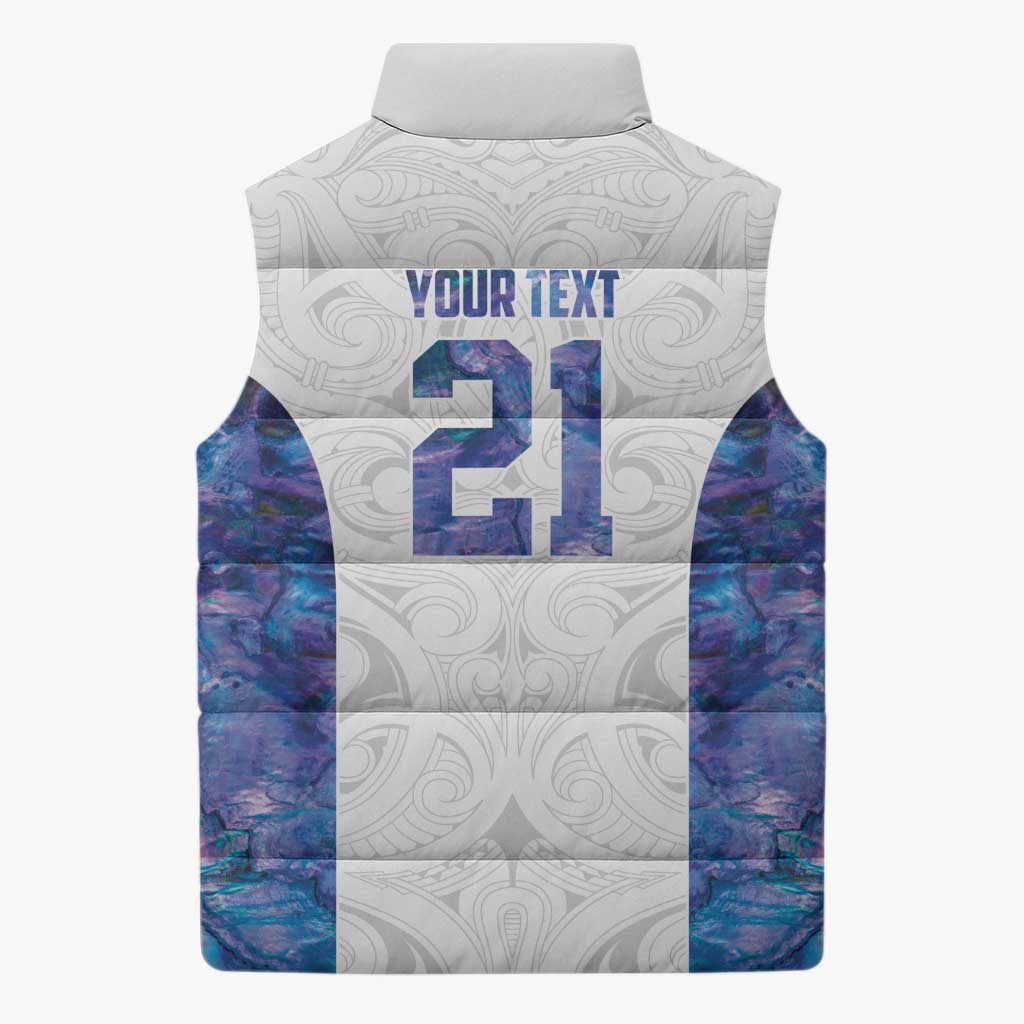 Custom New Zealand Aotearoa Sleeveless Puffer Jacket Purple Maori Paua Shell Indigenous LT9 - Polynesian Pride