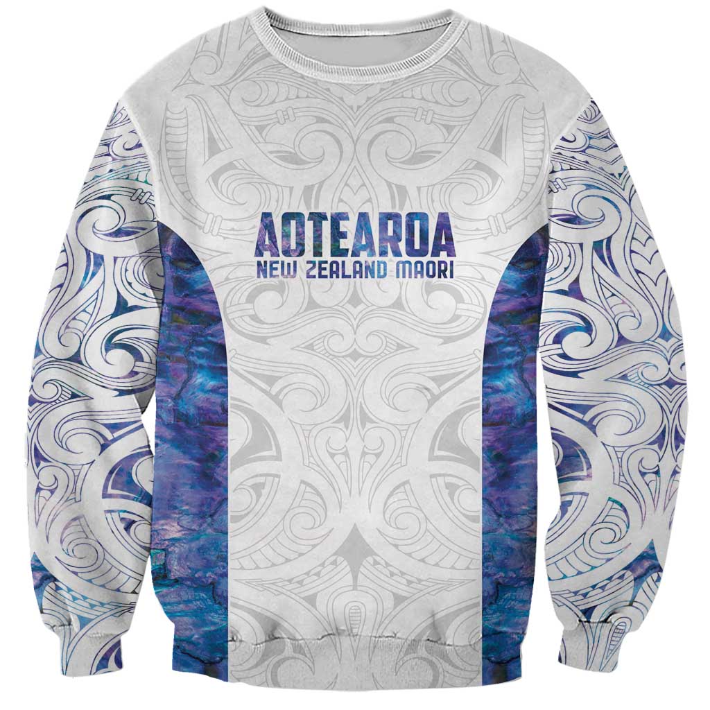 Custom New Zealand Aotearoa Sweatshirt Purple Maori Paua Shell Indigenous - Polynesian Pride