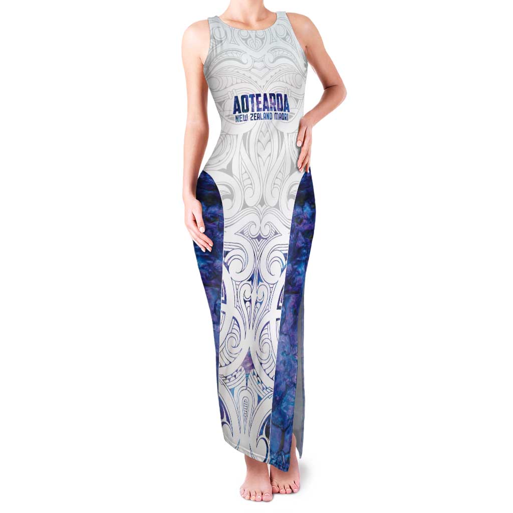 Custom New Zealand Aotearoa Tank Maxi Dress Purple Maori Paua Shell Indigenous - Polynesian Pride