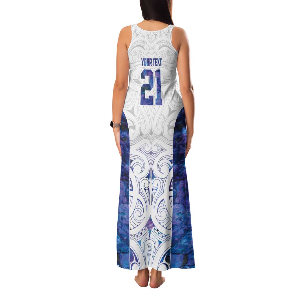 Custom New Zealand Aotearoa Tank Maxi Dress Purple Maori Paua Shell Indigenous - Polynesian Pride