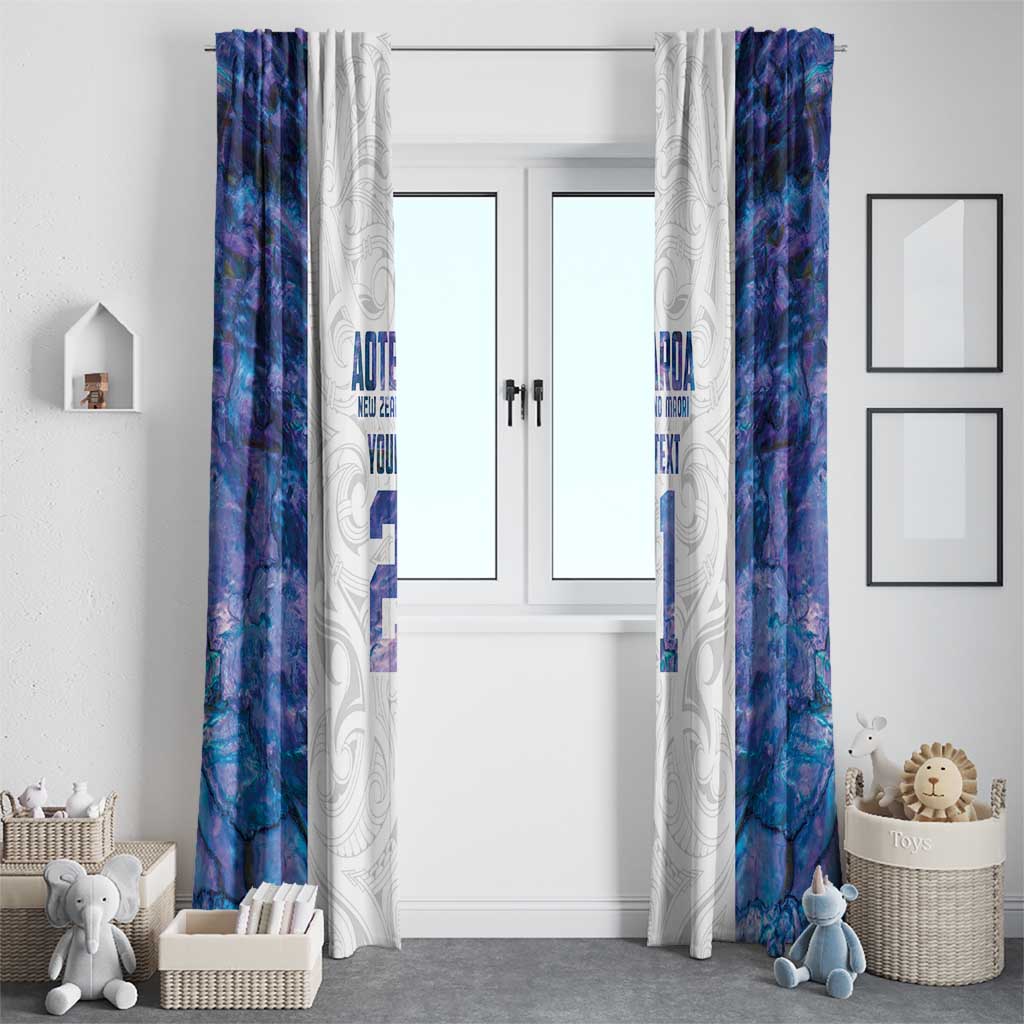 Custom New Zealand Aotearoa Window Curtain Purple Maori Paua Shell Indigenous - Polynesian Pride