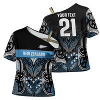 World Cricket Custom New Zealand Cross Shoulder Shirt Kia kaha nga Potae Pango