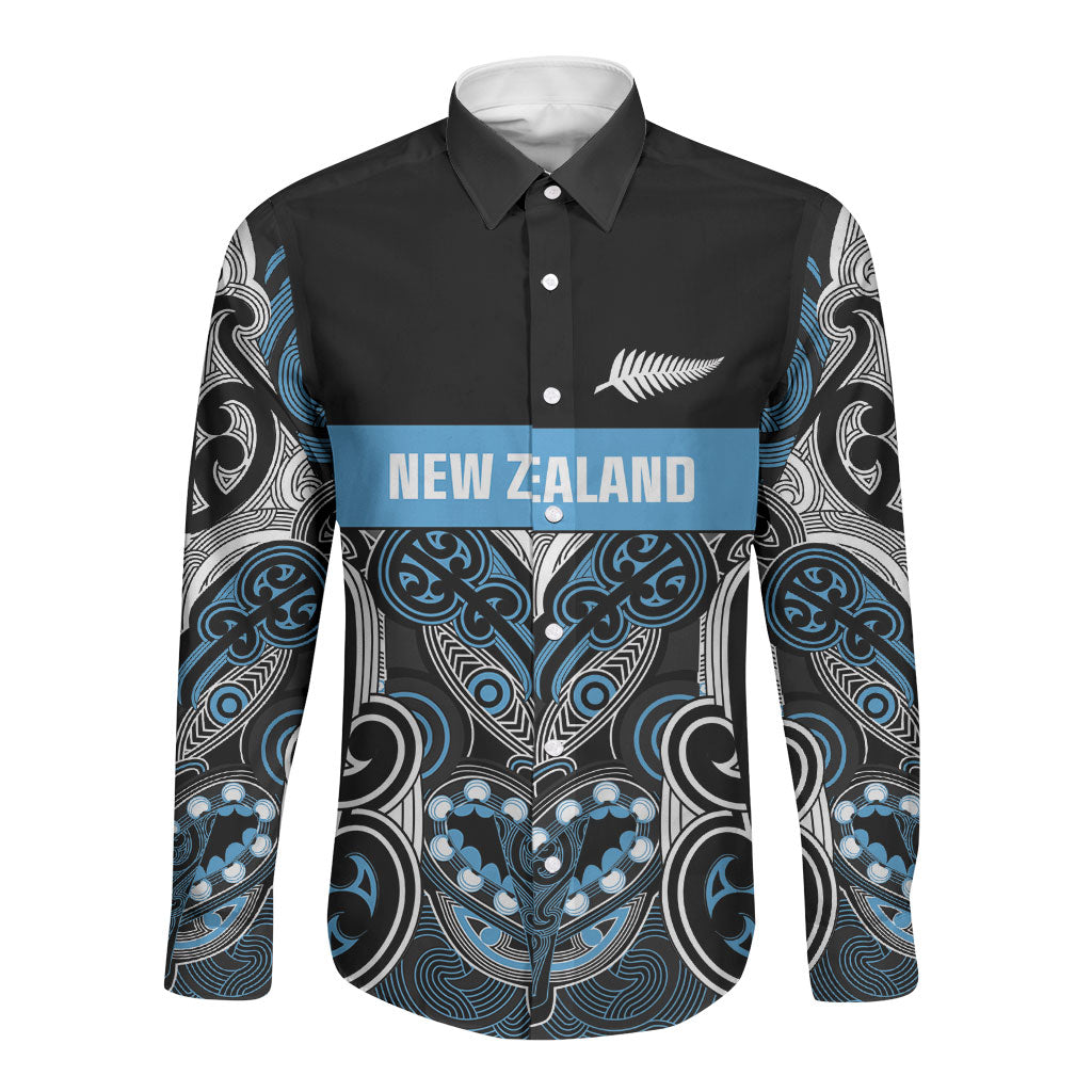World Cricket Custom New Zealand Long Sleeve Button Shirt Kia kaha nga Potae Pango