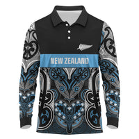 World Cricket Custom New Zealand Long Sleeve Polo Shirt Kia kaha nga Potae Pango