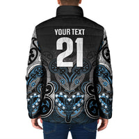 World Cricket Custom New Zealand Padded Jacket Kia kaha nga Potae Pango
