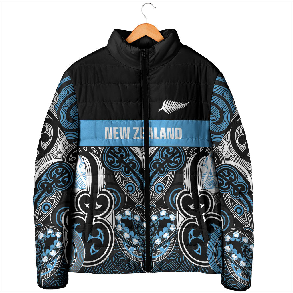 World Cricket Custom New Zealand Padded Jacket Kia kaha nga Potae Pango