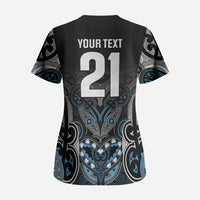 World Cricket Custom New Zealand Scrub Top Kia kaha nga Potae Pango