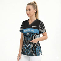 World Cricket Custom New Zealand Scrub Top Kia kaha nga Potae Pango
