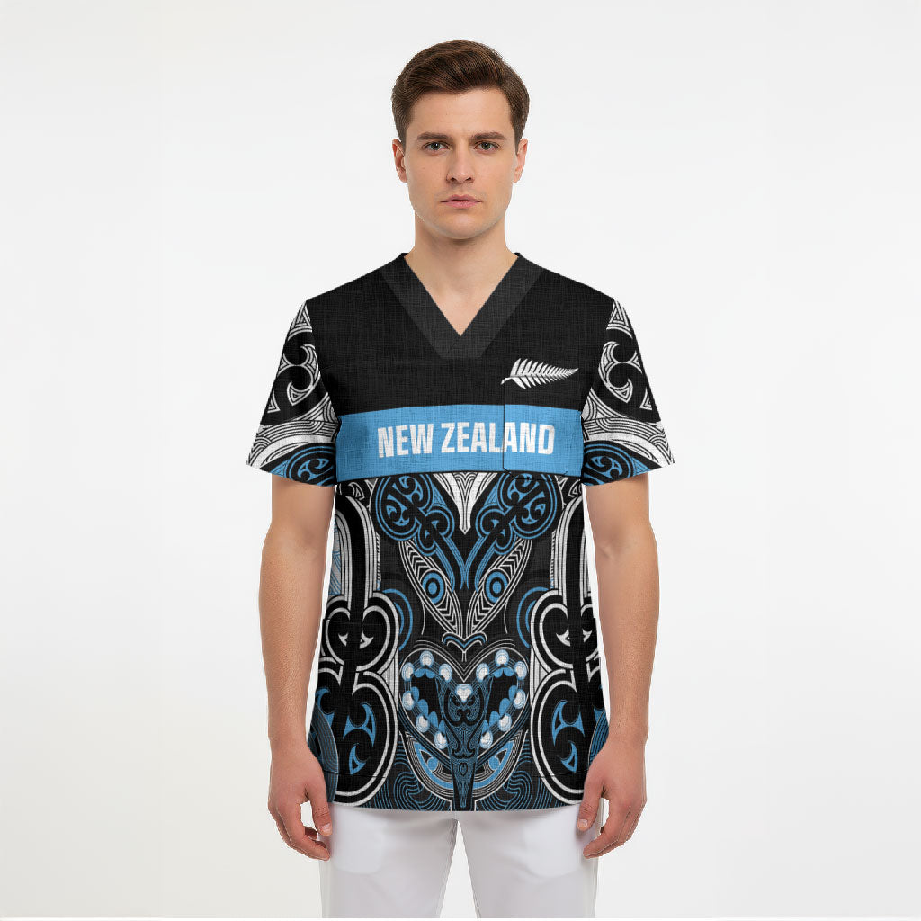 World Cricket Custom New Zealand Scrub Top Kia kaha nga Potae Pango