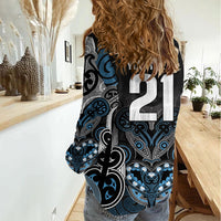 World Cricket Custom New Zealand Women Casual Shirt Kia kaha nga Potae Pango