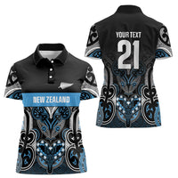 World Cricket Custom New Zealand Women Polo Shirt Kia kaha nga Potae Pango