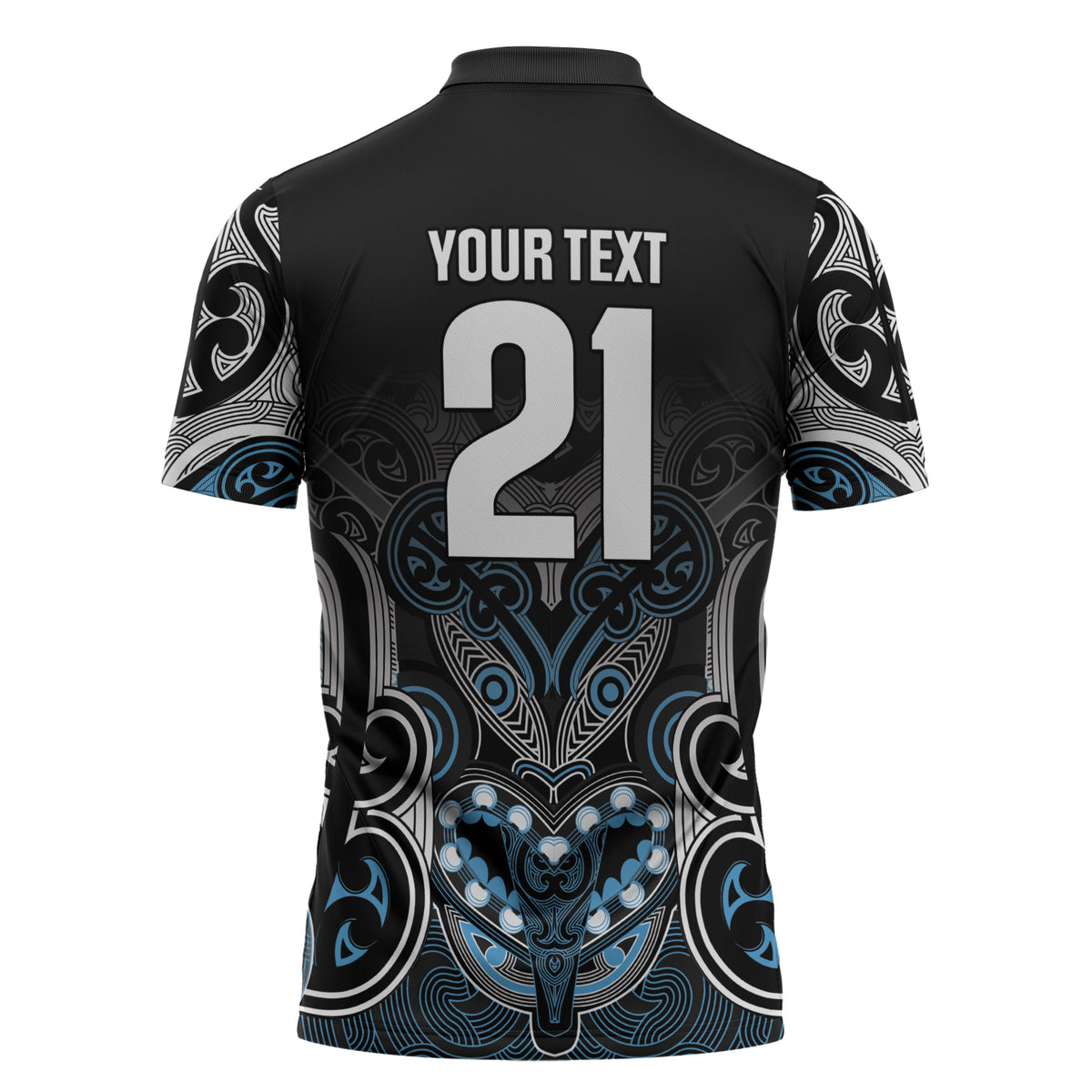 World Cricket Custom New Zealand Zipper Polo Shirt Kia kaha nga Potae Pango