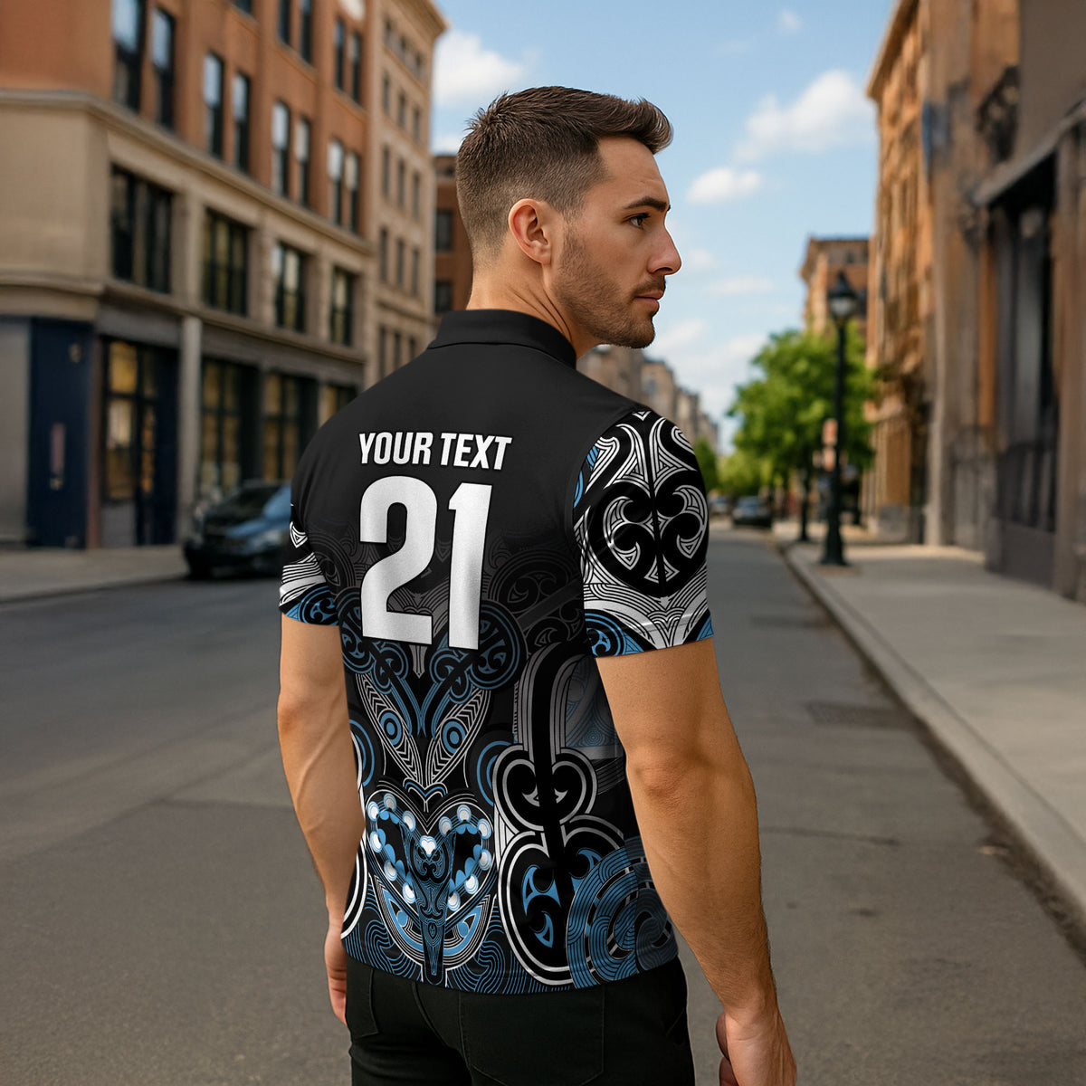 World Cricket Custom New Zealand Zipper Polo Shirt Kia kaha nga Potae Pango