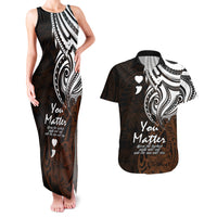 Your Matter Suicide Prevention Couples Matching Tank Maxi Dress and Hawaiian Shirt Gold Polynesian Tribal LT9 Gold - Polynesian Pride