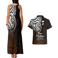 Your Matter Suicide Prevention Couples Matching Tank Maxi Dress and Hawaiian Shirt Gold Polynesian Tribal LT9 - Polynesian Pride