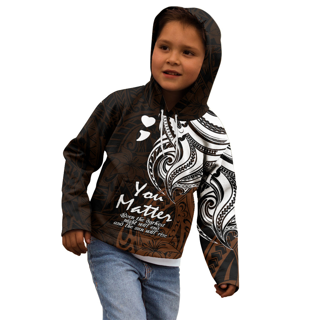 Your Matter Suicide Prevention Kid Hoodie Gold Polynesian Tribal LT9 - Polynesian Pride