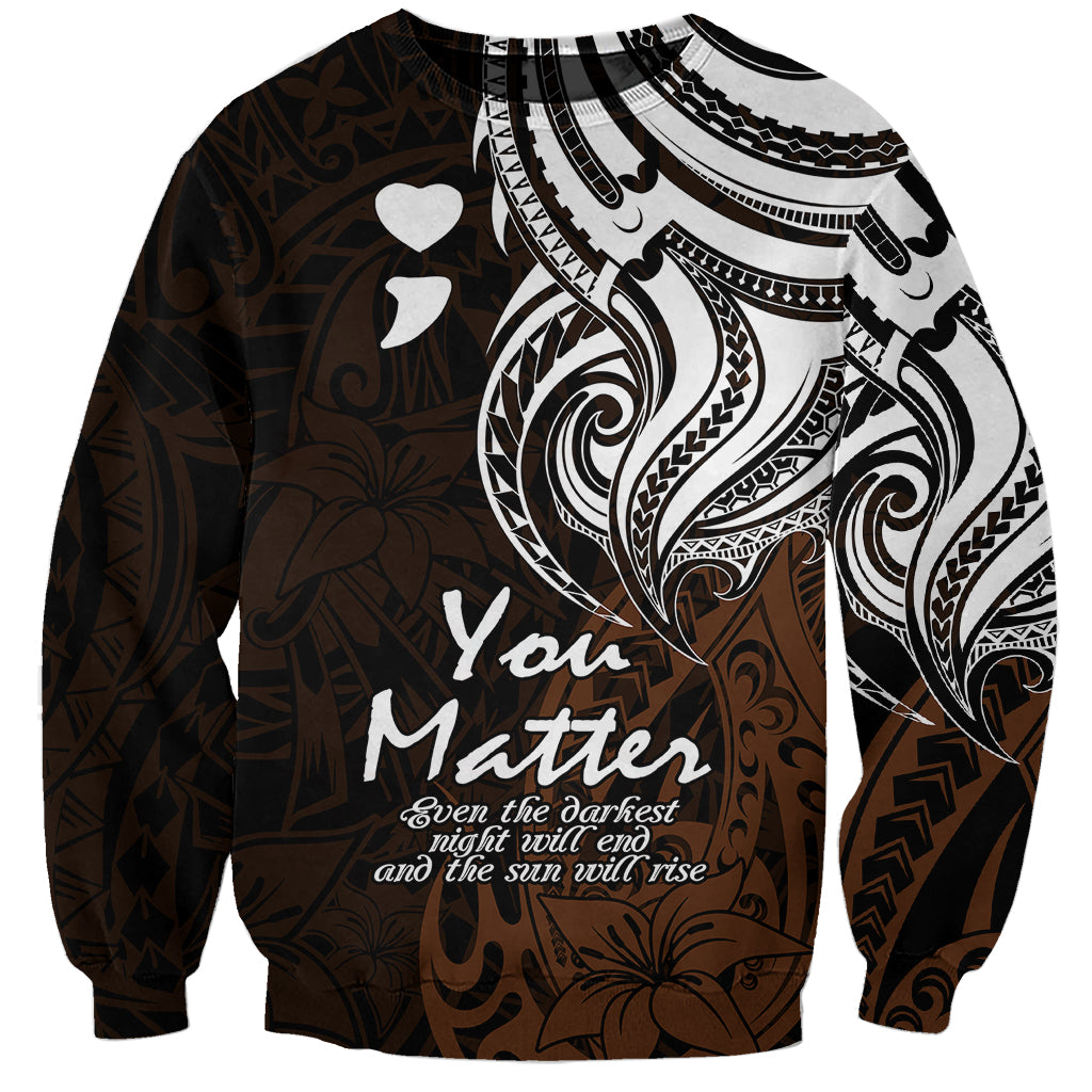 Your Matter Suicide Prevention Sweatshirt Gold Polynesian Tribal LT9 Unisex Gold - Polynesian Pride