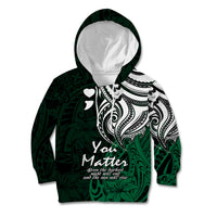 Your Matter Suicide Prevention Kid Hoodie Green Polynesian Tribal LT9 Hoodie Green - Polynesian Pride