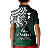Your Matter Suicide Prevention Kid Polo Shirt Green Polynesian Tribal LT9 - Polynesian Pride