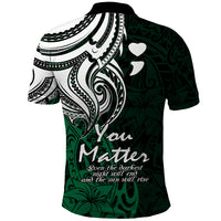 Your Matter Suicide Prevention Polo Shirt Green Polynesian Tribal LT9 - Polynesian Pride