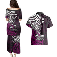 Your Matter Suicide Prevention Couples Matching Puletasi Dress and Hawaiian Shirt Pink Polynesian Tribal LT9 - Polynesian Pride