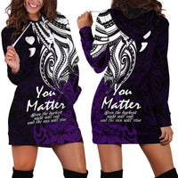 Your Matter Suicide Prevention Hoodie Dress Purple Polynesian Tribal LT9 - Polynesian Pride