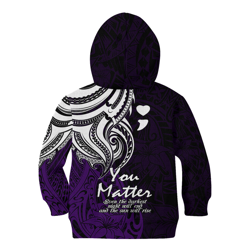Your Matter Suicide Prevention Kid Hoodie Purple Polynesian Tribal LT9 - Polynesian Pride