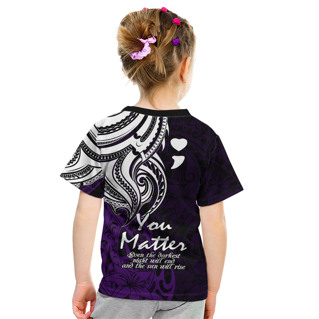 Your Matter Suicide Prevention Kid T Shirt Purple Polynesian Tribal LT9 - Polynesian Pride