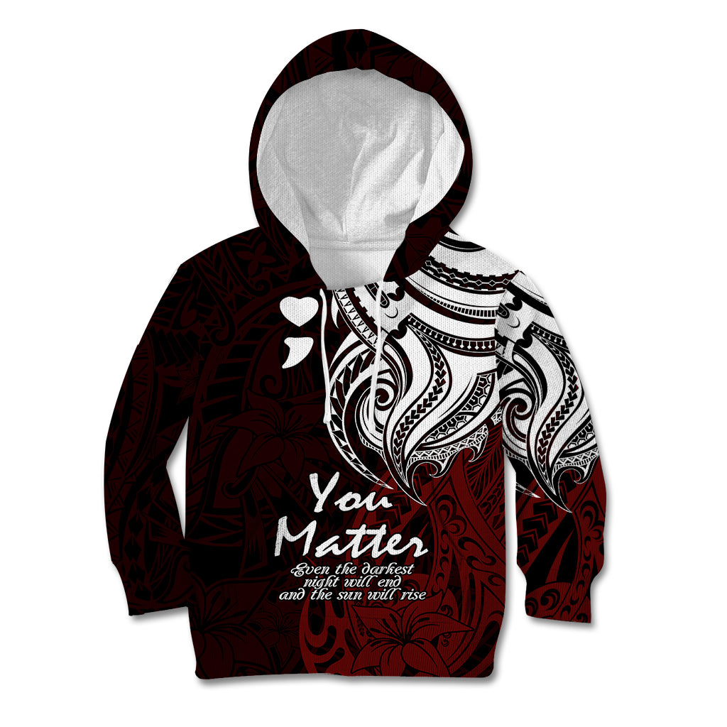 Your Matter Suicide Prevention Kid Hoodie Red Polynesian Tribal LT9 Hoodie Red - Polynesian Pride