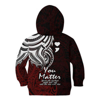Your Matter Suicide Prevention Kid Hoodie Red Polynesian Tribal LT9 - Polynesian Pride